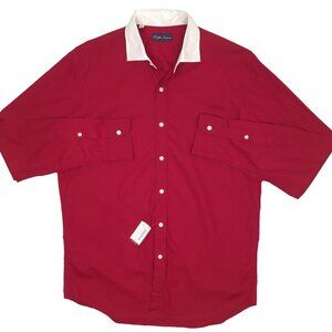 NEW $465 Ralph Lauren Purple Label Shirt! M Red  Off White Contrast Collar ITALY